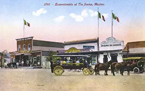 Tijuana Prints: Street scene with shops, Tijuana, Mexico