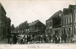 Street Scene with Steam Engine, Unknown location