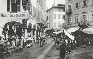 Lugano Prints: Street scene and street markets - Lugano, Switzerland