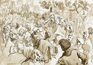 Images Dated 21st December 2011: Street scene with striking men