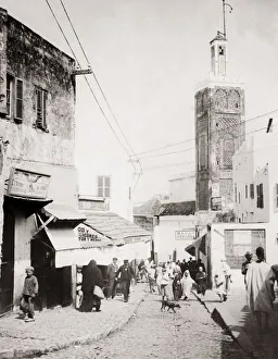 Morocco Prints: Street scene in Tangier, Morocco, c. 1900