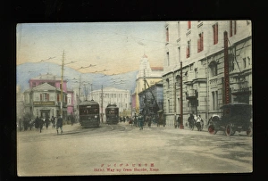 Images Dated 11th April 2016: Street scene with trams, Kobe, Japan