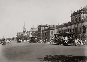 Street scene and trams, Madras (Chennai) India c. 1880 s