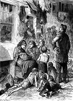 Dwellings Prints: Street Scene in Whitechapel, London, 1874