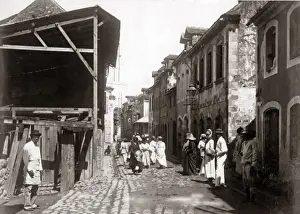 A street in St Pierre, Martinique, West Indies, circa 1900