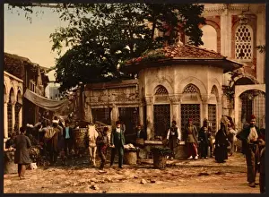 Stamboul Prints: A street at Stamboul with fountain, Constantinople, Turkey