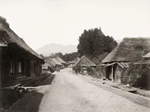 Street with thatched houses, Nikko, Japan