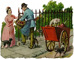 Street trader selling meat in the 1880s