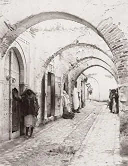 Vault Prints: Street in Tunis with arches, architecture, Tunisia
