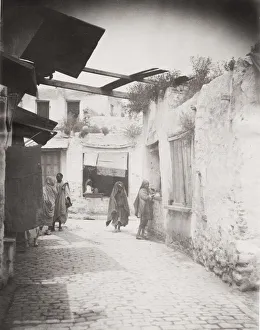 Archiecture Prints: Back street in Tunis, Tunisia, people and architecture
