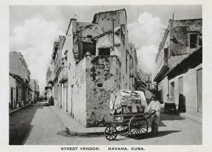 Linen Prints: Street vendor, corner of Cuartel Street, Havana, Cuba