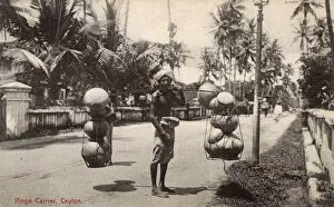 Street vendor with fruit and vegetables, Ceylon (Sri Lanka)