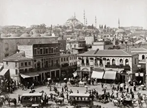 Street view in Constantinople (Istanbul) Turkey, circa 1890