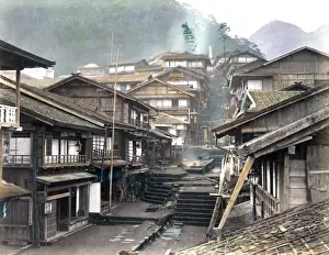 Street view, probably Enoshima, Japan, circa 1880s