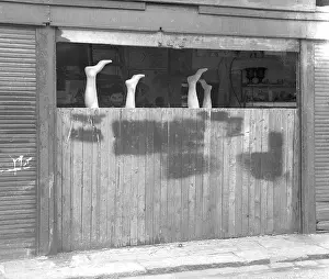 Back street workshop majiong shop mannequins In west London