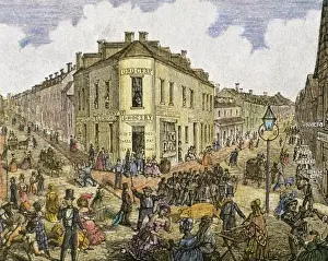Cityscape Prints: Streets junction. New York 1829