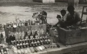 Streetside empty bottle and can seller - Kathmandu, Nepal