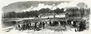 Auckland Prints: Strike of colliers in Durham 1863