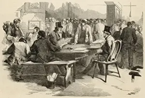 Striking masons meeting in a London pub