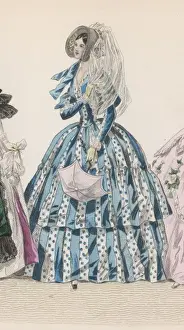 Flounce Prints: Striped Dress 1840S