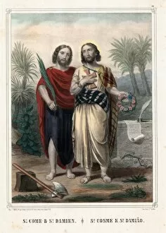 Lithographs Gallery: Sts Cosmas and Damian (died ca. 287) are regarded