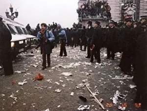 Littered Prints: Student demonstration, County Hall, Central London