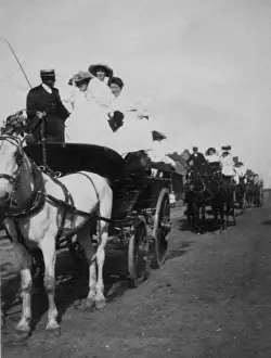 Students on horse and carts