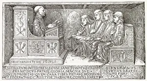 New Images July 2023 Prints: Students at university in Italy. Italian scholars with their tutor. Date: 15th century