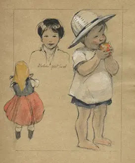 Three studies of children by Muriel Dawson