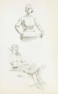 Tee Nager Prints: Studies of a lady and a seated girl