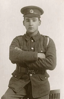 Studio photo, young man in Royal Engineers uniform, WW1