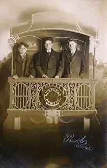 Images Dated 12th October 2016: Studio photo, three young men on Northern Pacific train