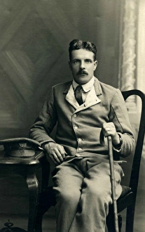 Studio photograph of sitting hospital patient Studio photograph of sitting hospital patient