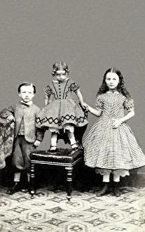 Visite Prints: Studio portrait of three children on a carte de visite