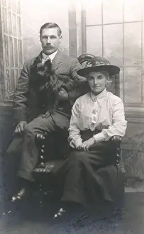Lapdog Prints: Studio portrait, couple with dog