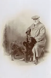 Whiteman Prints: Studio portrait, elderly man with his dog