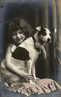 Russell Gallery: Studio portrait, little girl with her dog, France