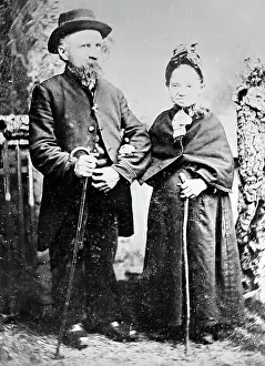 Midgets Prints: Studio portrait of married midget couple, early 1900s