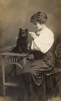 Lump Prints: Studio portrait, woman with Pomeranian dog