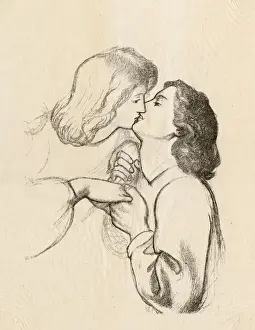 Poets Prints: Study for Frontispiece by Dante Gabriel Rossetti