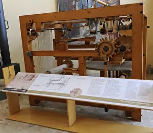 Milan Prints: Study of Leonardo da Vinci. Mechanical loom. 15th century