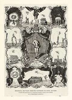 Diversion Prints: Stunts performed by acrobat Pierre Magarieu of Paris, 18th C