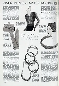 Handbag Prints: Styles of women's accessories popular in Spring 1932. Date: 1932