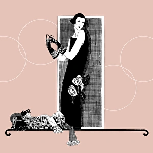 History Repeats Itself Gallery: Stylish 1920s Lady on blush pink background
