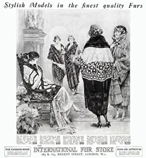 Stole Prints: Stylish evening fur cloaks, stoles and coats. Date: 1922