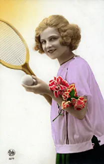 Stylish Tennis Player with bouquet of flowers