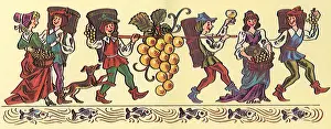 Pickers Prints: Stylized Grape Pickers