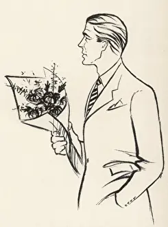 Suave man with bouquet