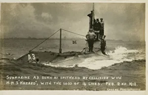 Accidental Gallery: Submarine A3 - sunk at Spithead in collision with HMS Hazard