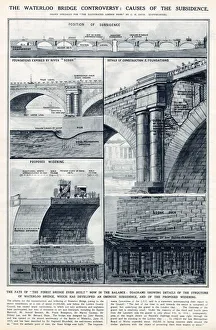 Images Dated 29th March 2021: Subsidence of Waterloo Bridge by G. H. Davis 1924